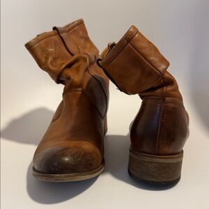Badura Western Slouch Booties boots brown leather fleece inside EU37/US6